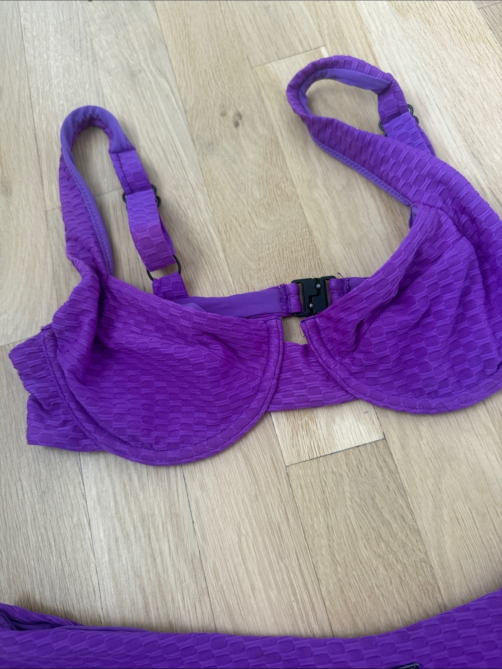 Textured Purple Underwire Bikini Set - Women Swim - Picture 3 of 3